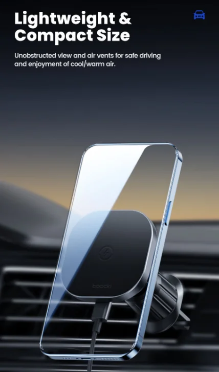 Magnetic Wireless Car Charger Phone Mount with 15W Fast Charging