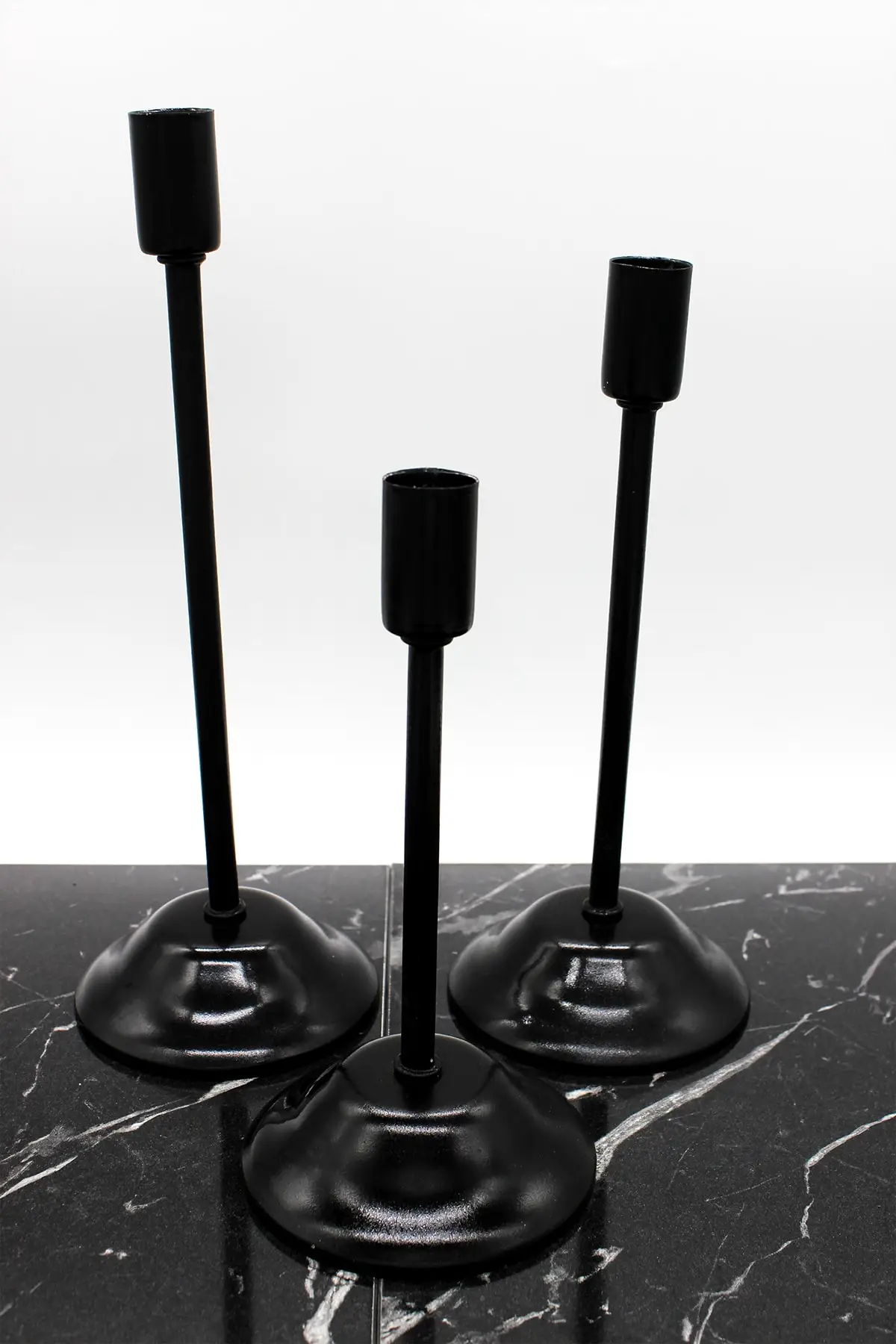 

3 Pcs Metal Stick Candle Holder Candlestick Convex Stand Black Stainless Steel Decorative Christmas Scented Gift Products Home