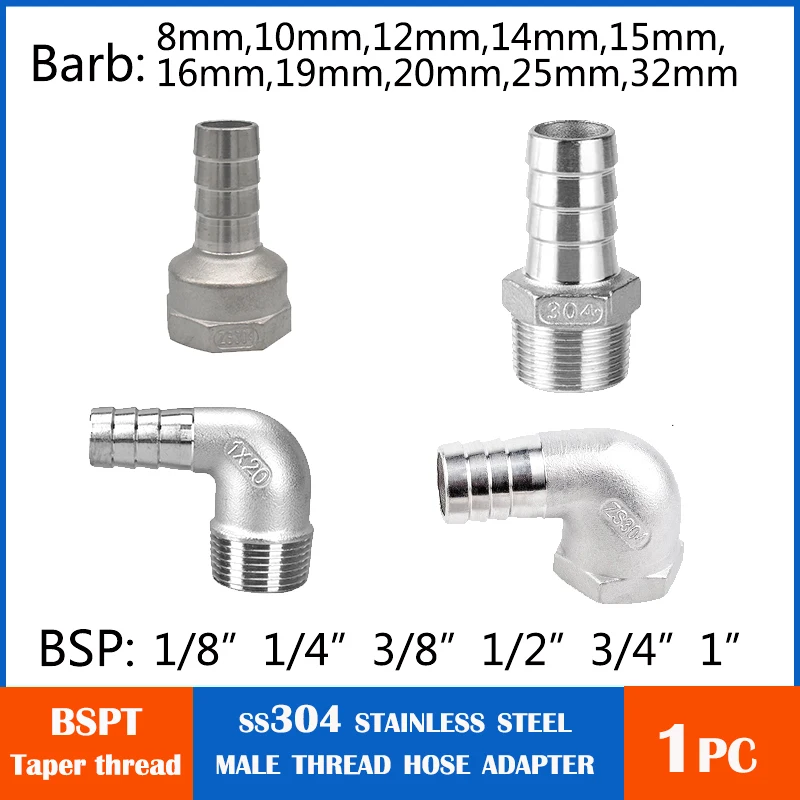 Plumbing connection 1/4 1/2 (6 8 10 12 15 20mm) 304 Stainless Steel Male Female Threaded Fitting Hose Plumbing Pipe Elbow