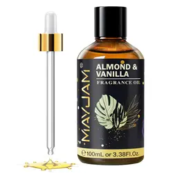 100ml Fragrance Oils Collection with Dropper - White Musk, Bubble Gum, Sea Breeze, Freesia, Baby Powder - 100ml (Almond Vanilla)