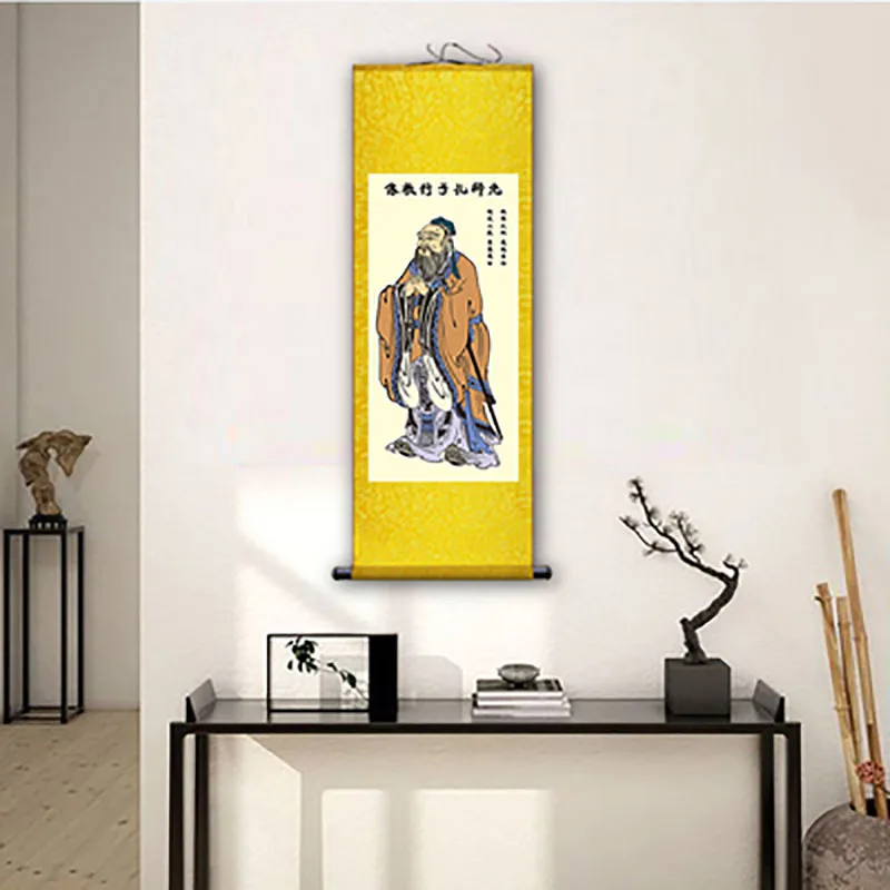 The Confucianists Figure Painting, Inspirational Study Painting, Wall Art, Hanging Scroll, Living Room, Corridor Decoration