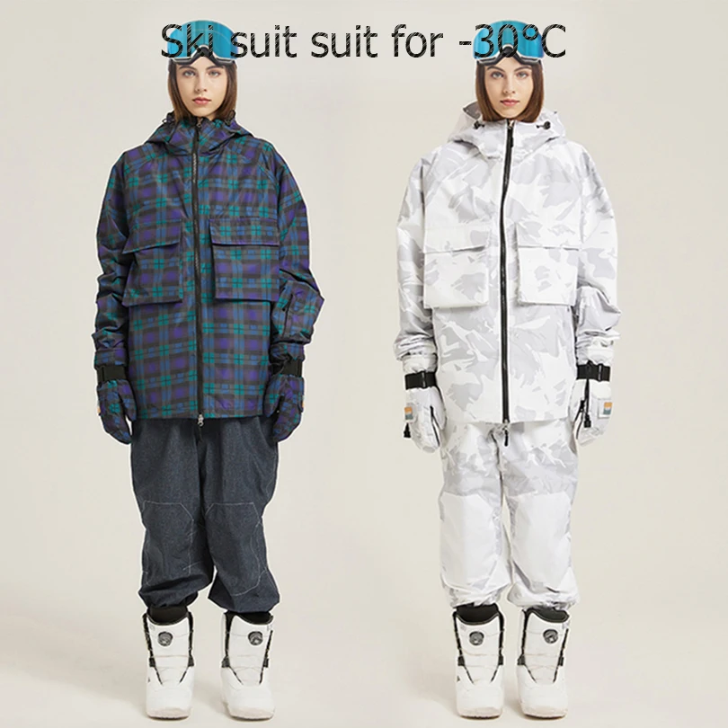 

Thick Ski Jumpsuit for Men and Women, Snowboard Jacket and Pants, Warm Suit, Winter Clothing, Waterproof Coveralls, Outdoor Spor