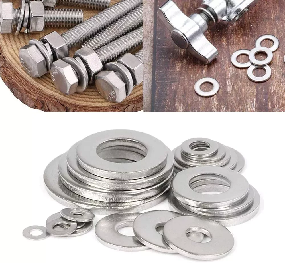 115pcs Set 304 In Acciaio Inox Assorti Rondelle Metric Rondella Piatta Strumento M3 M4 M5 M6 M8 M10 Per Vi Bulloni - Foto 4