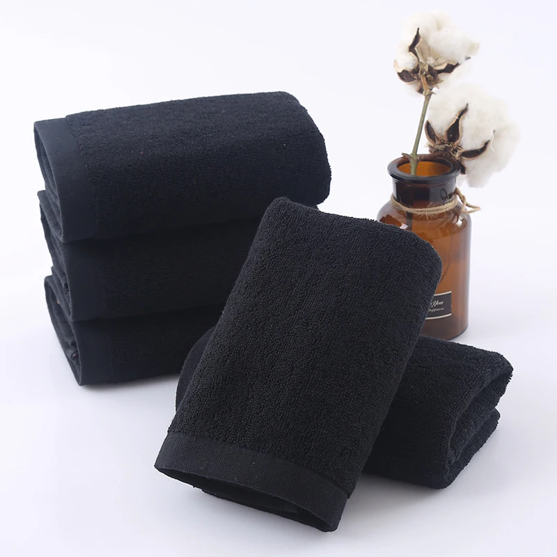 Black Towel Cotton Soft Face Towel Hotel Bathroom Beauty household Strong Water Absorption Washcloth Kitchen Towels 6