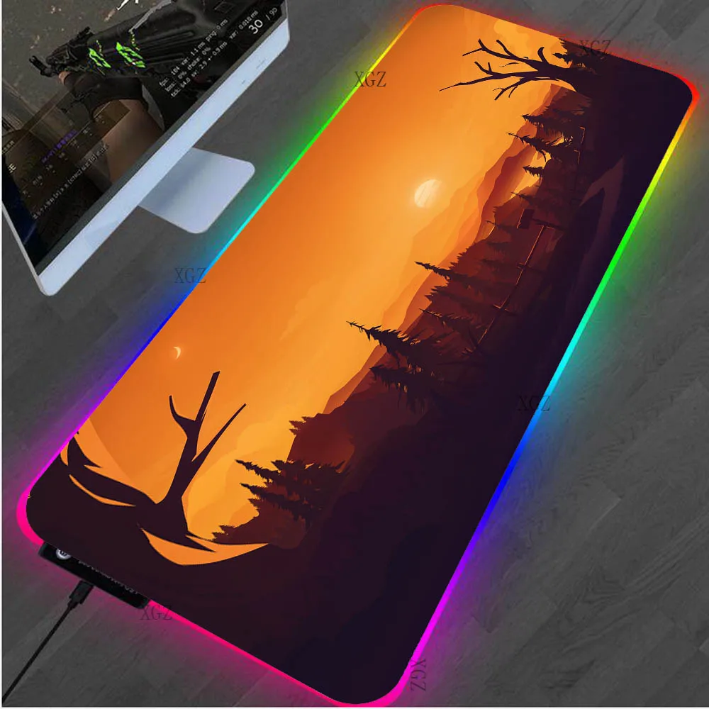 

XGZ Landscape Forest RGB Rug Is Suitable for Computer Notebook PC Keyboard Carpet Mat Gamers Luminous LED Mousepad XXL Desk Mat