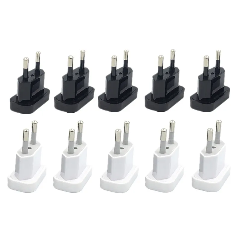 Plug Adapter 4.0mm US Jack to EU Plug Outlet Travel Charger Power Socket Adapter USA to Europe European Regulation Charging Converter Plug