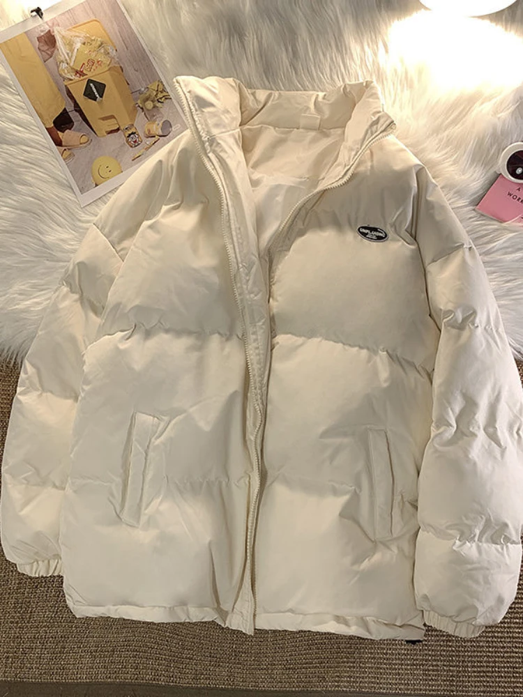 

Зимнее пальто для женщин, новая трендовая свободная короткая парка в Корейском стиле, простая однотонная сохраняющая тепло повседневная женская зимняя куртка