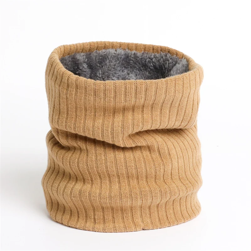 Enfärgad kashmirplysch varm vinterringhalsduk kvinnor män stickad helmask snood halsdukar bufanda tjock avgasrör_voghion.com