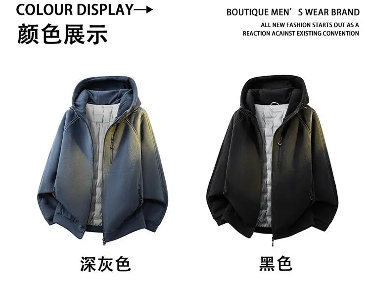 Übergroße, lässige, warme, weiße Entendaunenjacke mit Kapuze, Winter, einfarbig, winddicht, Puffermantel, gepolsterte Parkas für den Außenbereich – Detail 6