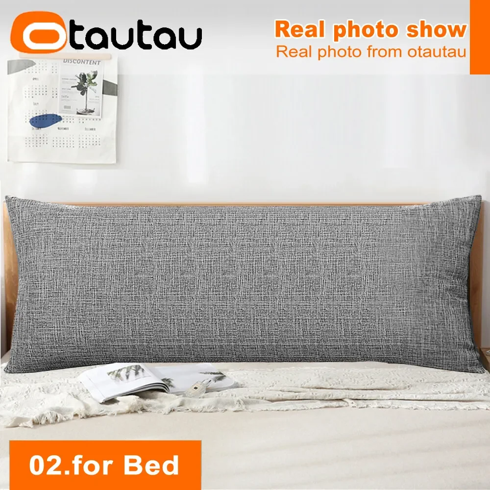 OTAUTAU Cotton Linen Pillow Case for Sofa Bed Headboard Couch Backrest Cushion Cover Pillowcase Long Body Throw Pillows KD002 4