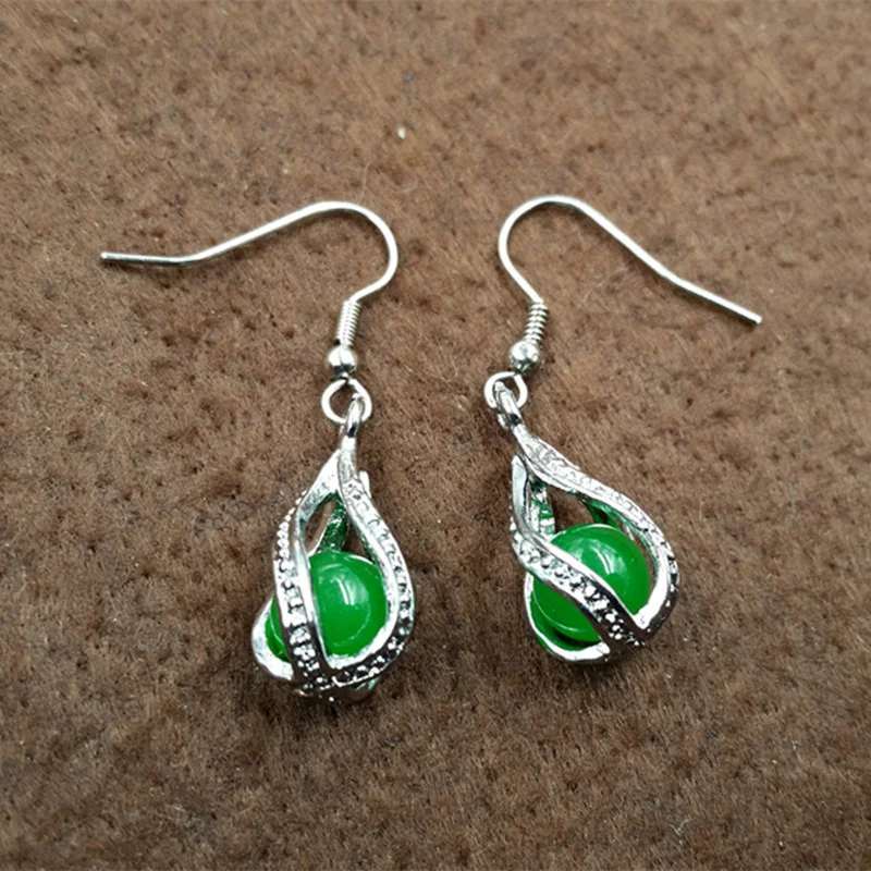 

Natural Green Chalcedony Hand Carved 925 Silver Inlaid Drop Earrings Fashion Jewelry Men's and Women's Earrings Buy 1 Get 1 FREE