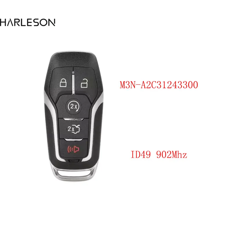 Car Remote Key For Ford Fusion Explorer Edge Mustang 2013-2017 FSK902 M3N-A2C31243300 ID49 Promixity Smart Card xnrkey smart remote car key id49 chip 315 434 902mhz for ford fusion explorer edge mustang mondeo kuka 2013 2017 m3n a2c31243800