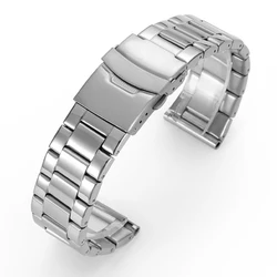 Elegant Solid Matte Stainless Steel Watch Band Bracelet - Universal Wristband Replacement Strap with Tool - 22mm (Silver)