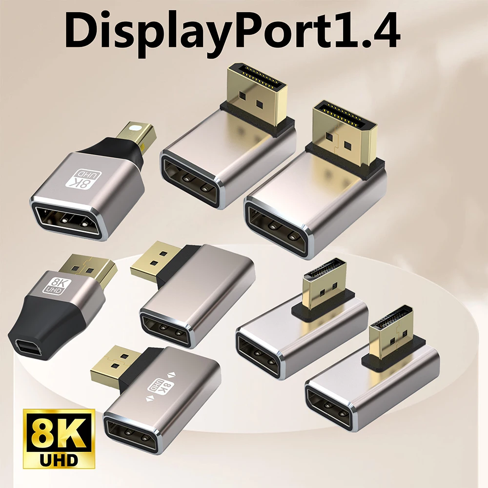 Zlacený displayport1.4 adaptér podpora 8k@60hz 4k@144hz HDR video slitina lastura DP kabel extender pro ploše počítač monitor