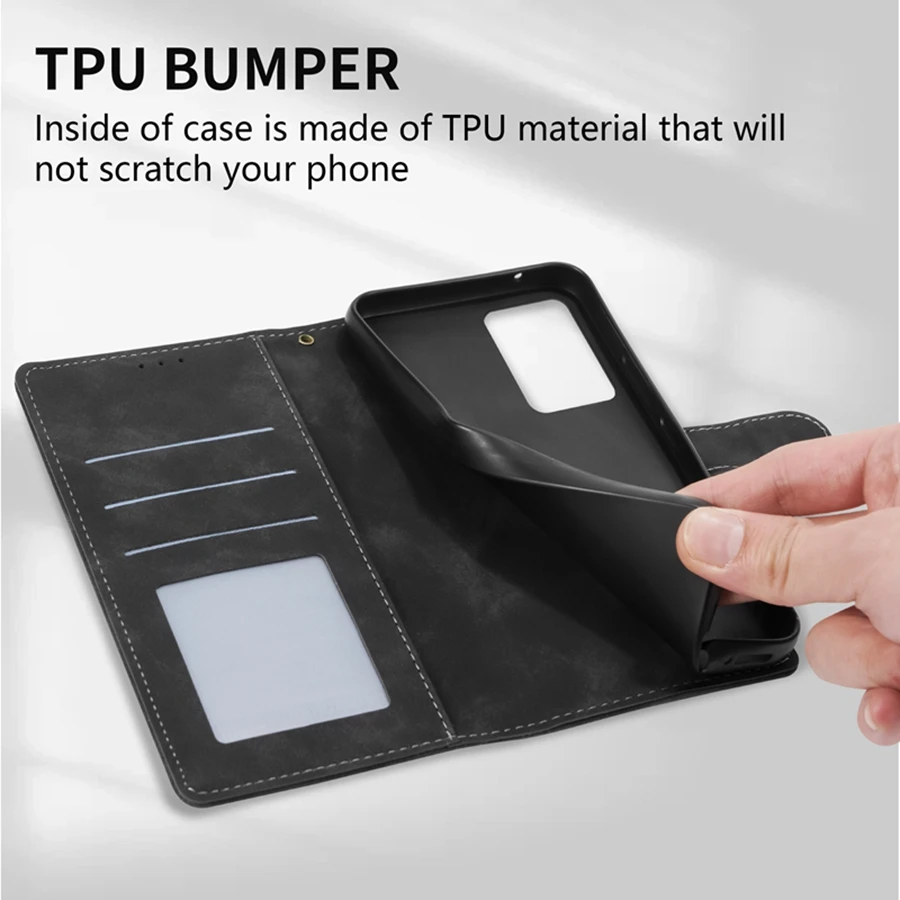 Premium Wallet Flip Case with Card Slot & Kickstand - Magnetic PU Leather Cover