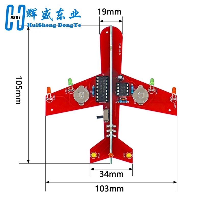Malý letadlo blesk obvodový tekoucí lehký souprava CD4017 zábava elektronická výroba DIY sváření el abogado částí