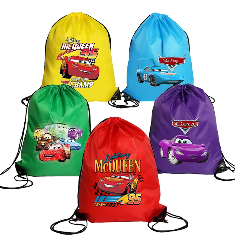 حقيبة برباط من Lightning McQueen، حقيبة ظهر رياضية مقاومة للماء، حقيبة جيب لكرة السلة، حقائب كرتونية للسيارات والأطفال والأولاد هدية عيد ميلاد