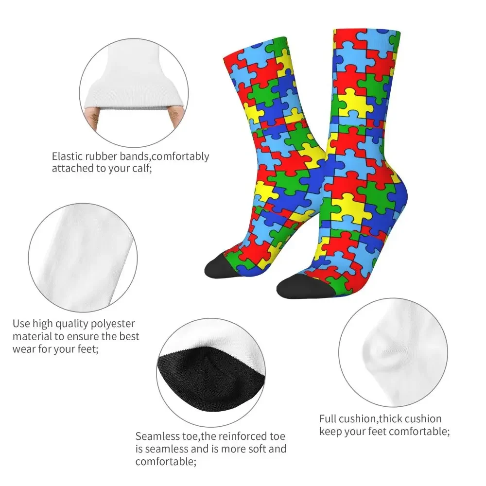 Y2K Autumn Winter Crazy Design Men'S Women'S Autism Puzzle Pieces Ribbon Awareness Breathable Basketball Socks 6 S86fc294f7d854716805c2f1f52f90d438