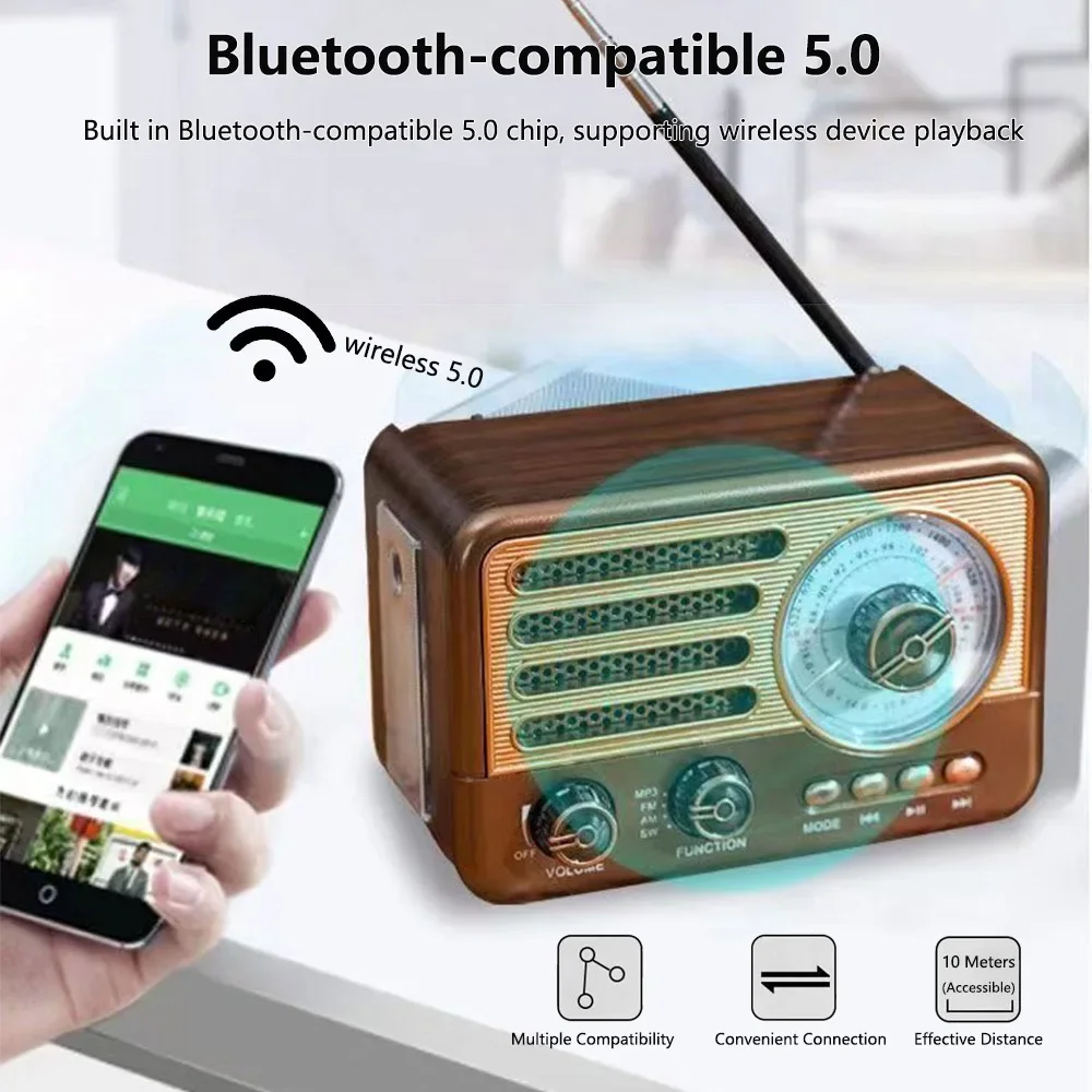 Classic-Reto-Analog-Wooden-Bluetooth-Speaker-SD-TF-Card-Voice-USB-Table ...