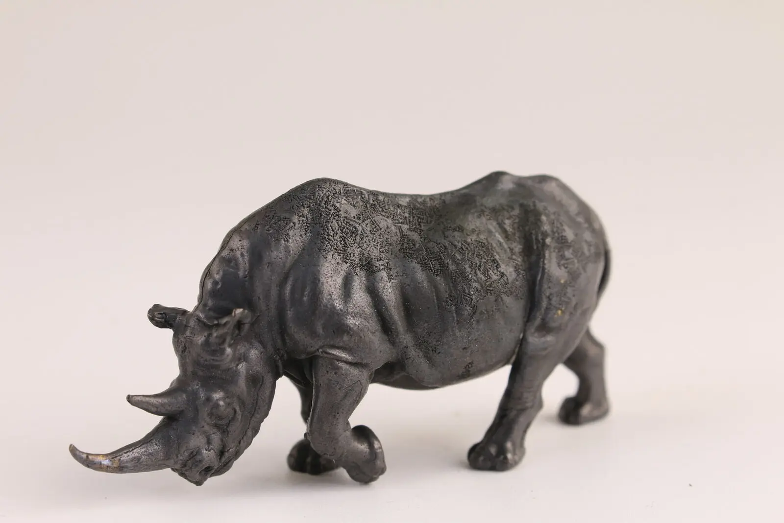 Rare Chinese copper rhino Figure statue collect bronze good stand table decor 5