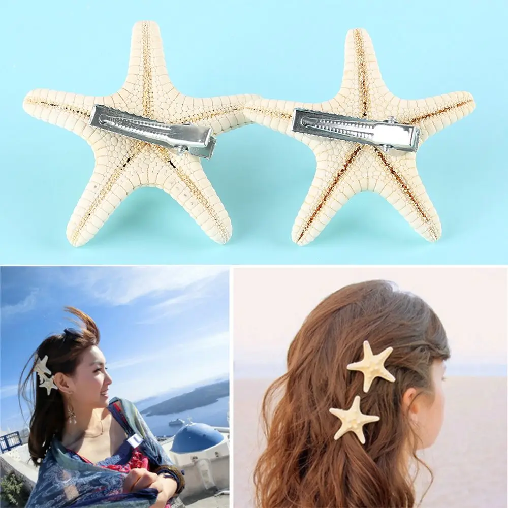 

2Pcs Fashion Starfish Hair Clip Star Sea Hairpin Natural Elegant Beach Jewelry Women Girls Hair Accessories