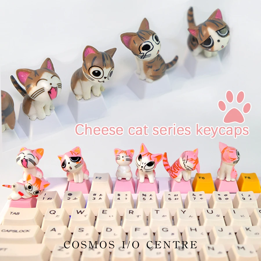 

Cute Pink Cute Q Cheese Cat Cartoon Keycap Mechanical Keyboard Cap Transparent Single Electric Game R4 ESC Keycap