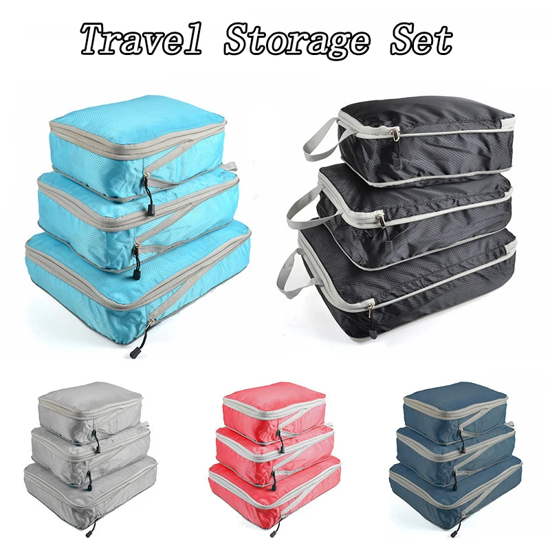 Travel Storage Bag Compressible Packing Cubes Nylon Foldable Waterproof
