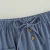 Cotton Linen Casual Baby Pants Toddler Boys Girls Casual Bottom Summer Autumn Solid Drawstring Button Children Pockets Trousers 6