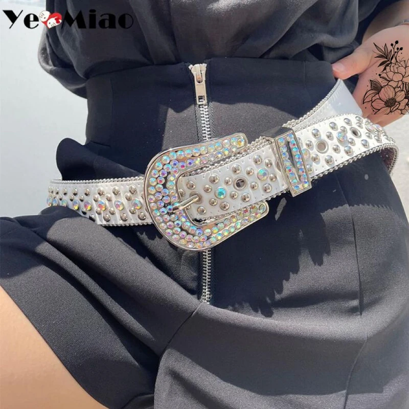 Punk Rock Rhinestone Belt Women 