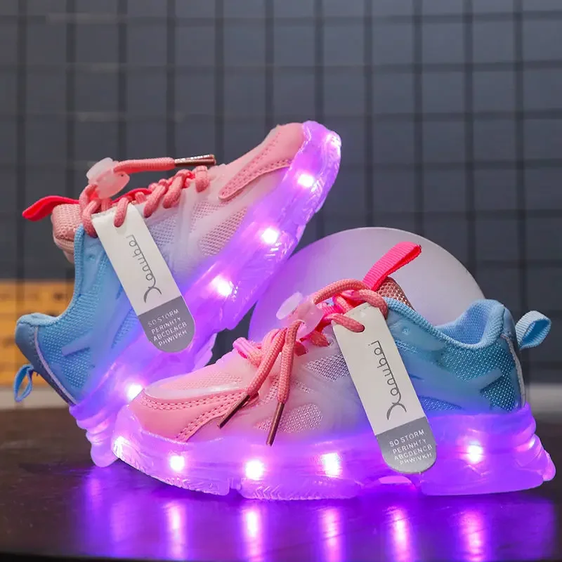 kids shoes red sneakers shadow sneakers USB charge Kids Sneakers Light Up Casual Running Shoes Boys Girls Walking Sports Shoes LED Flashing Breathable Luminous