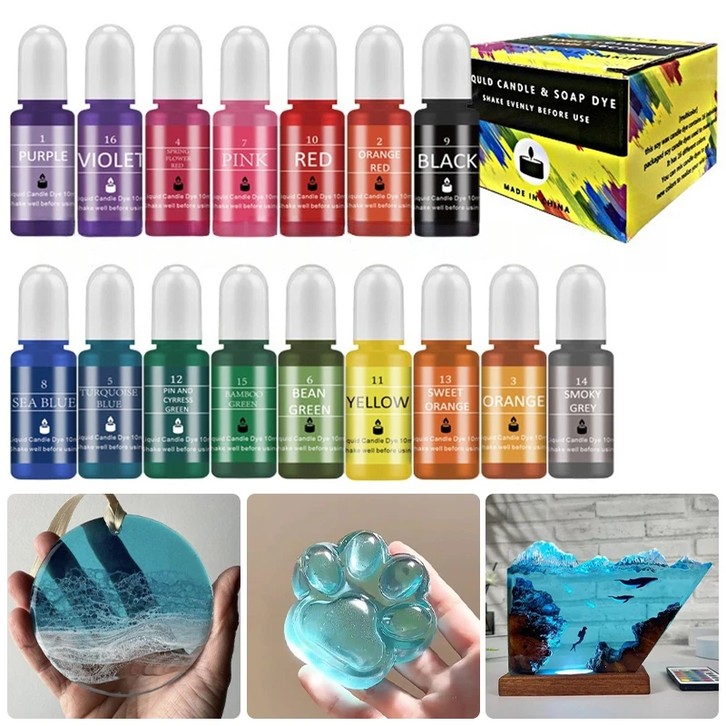 10ml Candle Wax Pigment Liquid Pigment for Aromatherapy Candle Colorant DIY Mold Coloring Soap Beeswax Soy Wax