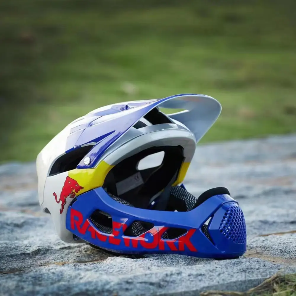 Mtb Helm Full Face Red Bull Racework Bicycle Helmet Riding Outdoor