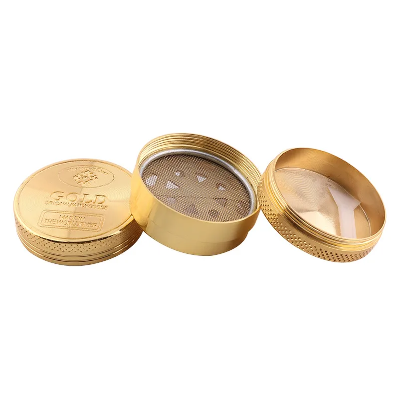 Herb Grinder  3Parts Zinc Alloy 40mm/50mm Tobacco Crusher Gold Grinder Herbal Crusher Hookah Pipe Smoke Accessories images - 6