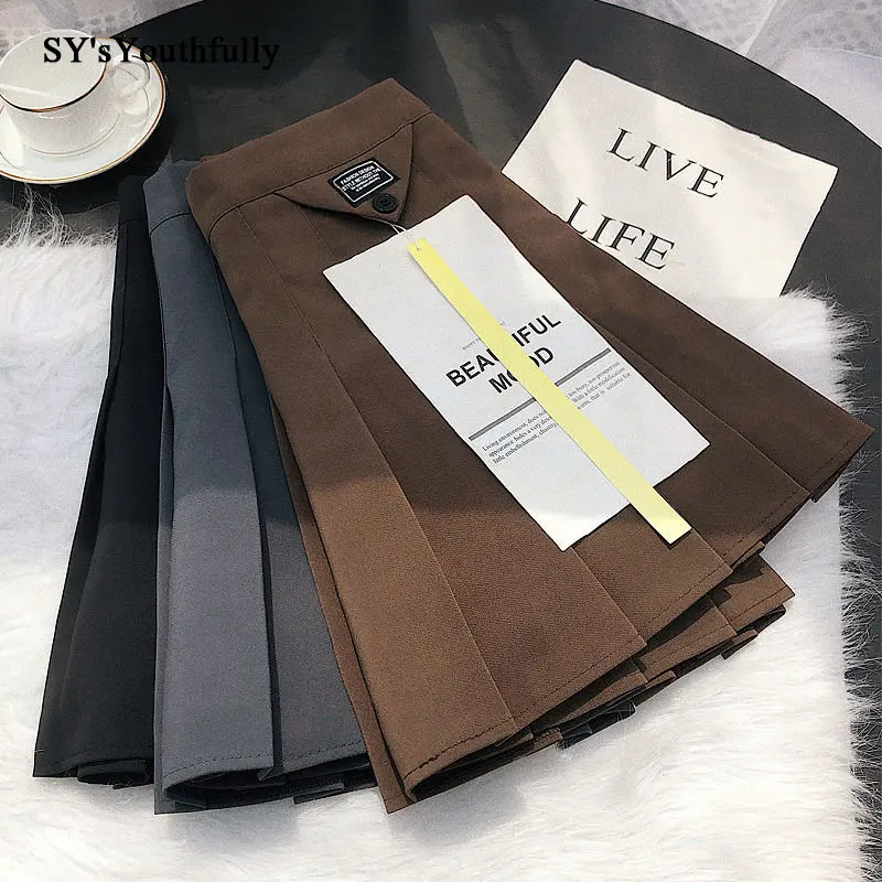 

Y2K Solid Pleated Skirts Women Fashion High Waist Preppy Style Mini Skirt Womens Zipper Korean Chic Street A-line Skirt