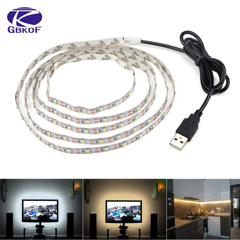 Strisce Luminose A Led Usb 2835 5050 Bianco Bianco Caldo Rgb Tira Led Light Tv Retroilluminazione Lamp Tape Home Decor Diodo Neon Lighting Ribbon