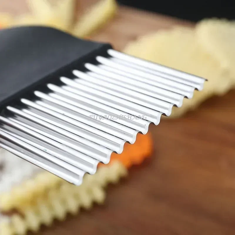 Potato Slicer for Kitchen Stainless Steel Potato Chip Slicer Dough Vegetable Fruit Crinkle Wavy Knife Cutter Chopper French Fry Maker Tools