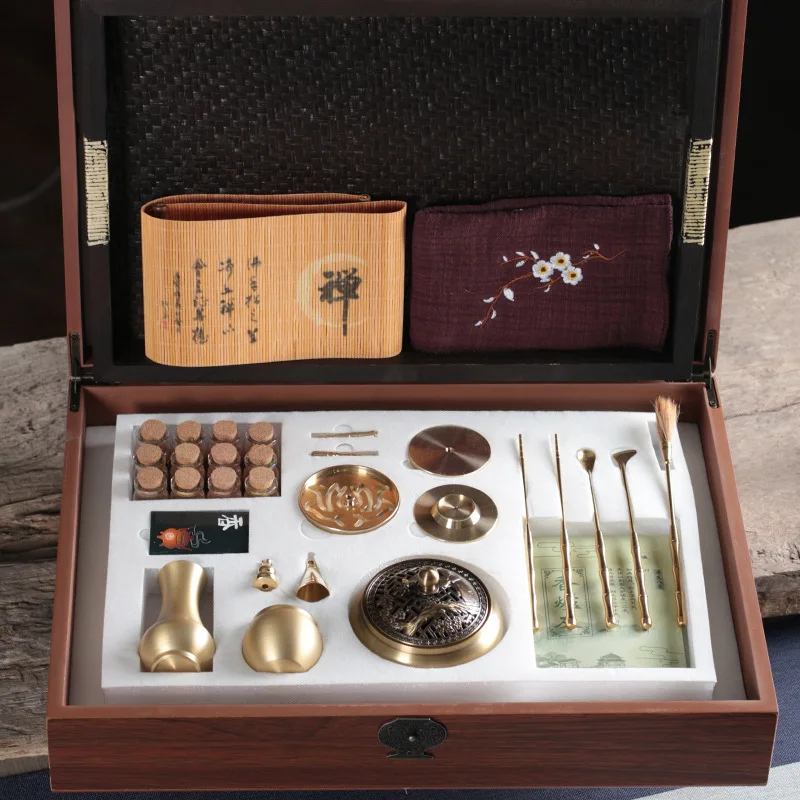 Pure Copper incense burner Tool set household sandalwood heavy