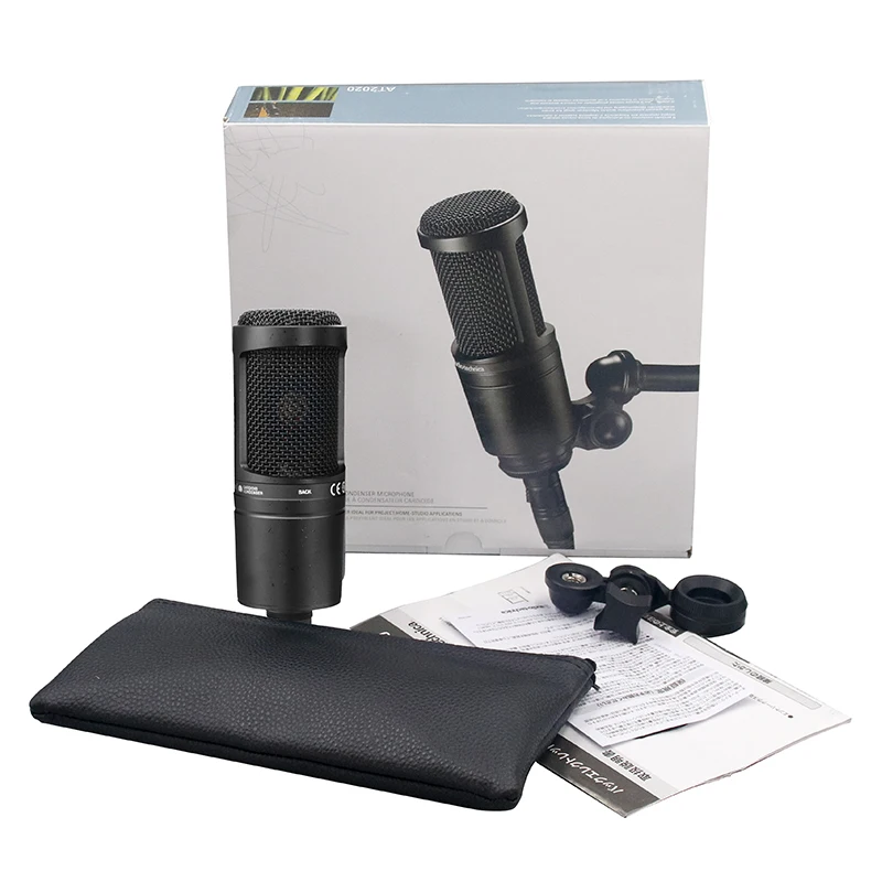 AT2020 metal microfone condensador for Project/Home Studio at2020 condenser microphone with retail package images - 6