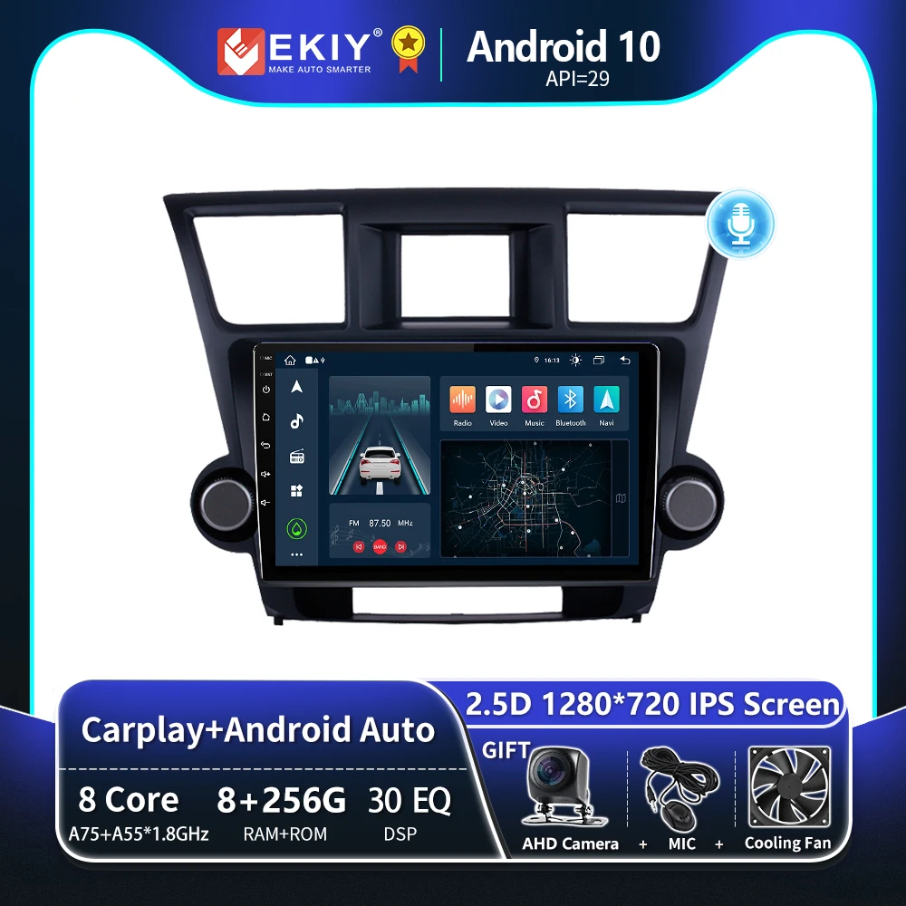 EKIY T8 для Toyota Highlander 2 XU40 2007-2013 автомобильный радиоприемник IPS экран мультимедийный