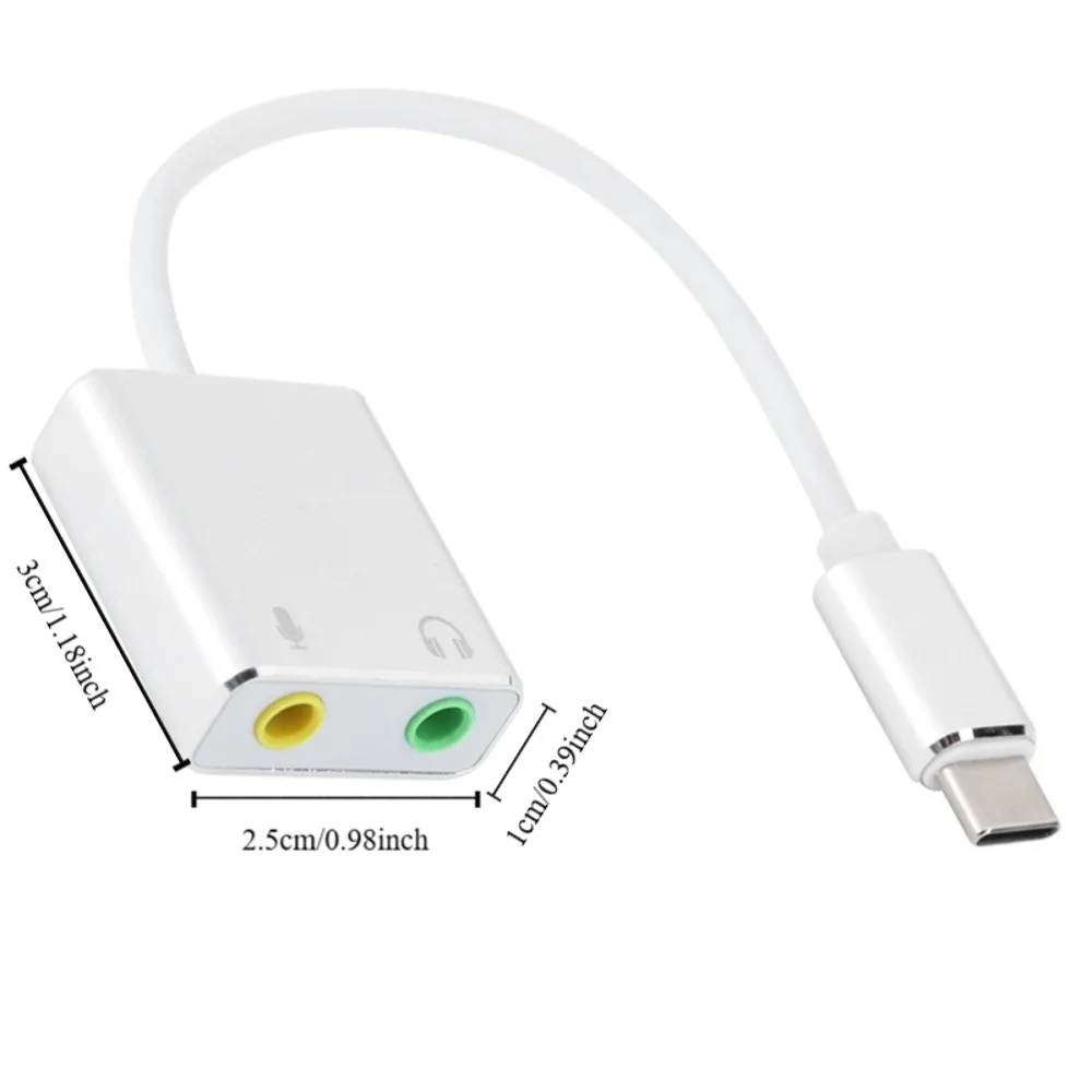 7.1 채널 USB 사운드 카드 플러그 앤 플레이 3.5mm 암형 타입-C - 3.5mm 오디오 어댑터 드라이버 불필요 알루미늄 합금 USB 오디오 분배기