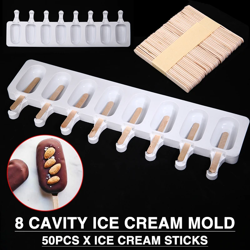 

Silicone Ice Cream Mold Maker Ice Lolly Baking Frozen Mold 8 Cavity For Cakes Chocolate Ice Cream Mold New