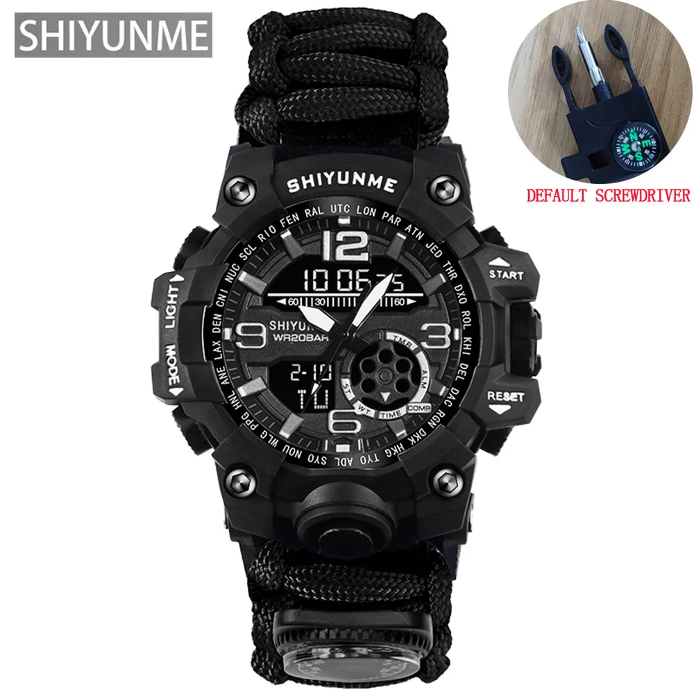 SHIYUNME Men's Camouflage Military Watch Waterproof Compass Chronograph Luminous Electronic Outdoor Survive Sports Watch Men 