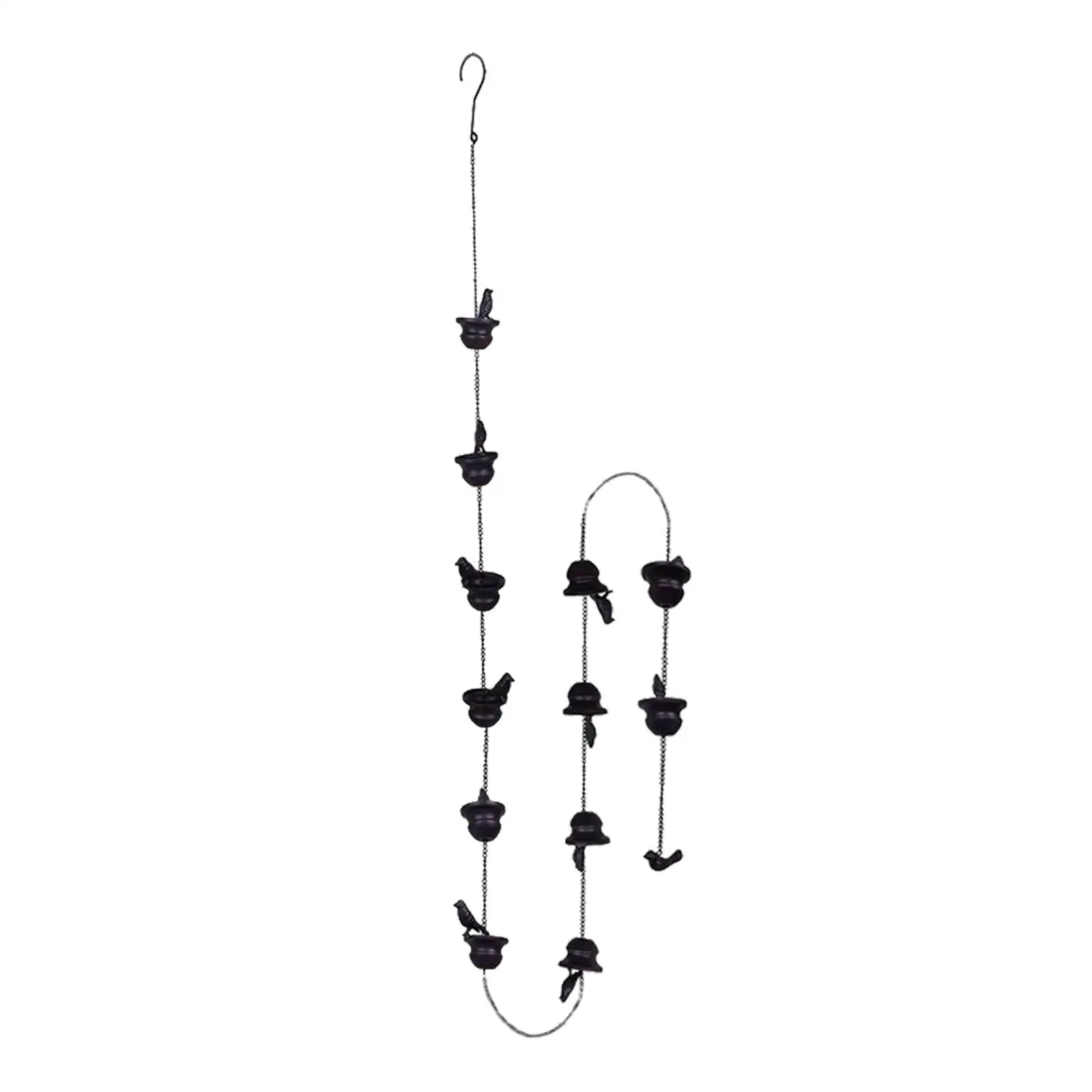 Rain Chain Birds on Cups Yard Functional Outdoor Drainage Rain Basin Outside Home Decor Creative Rainwater Catcher Chain