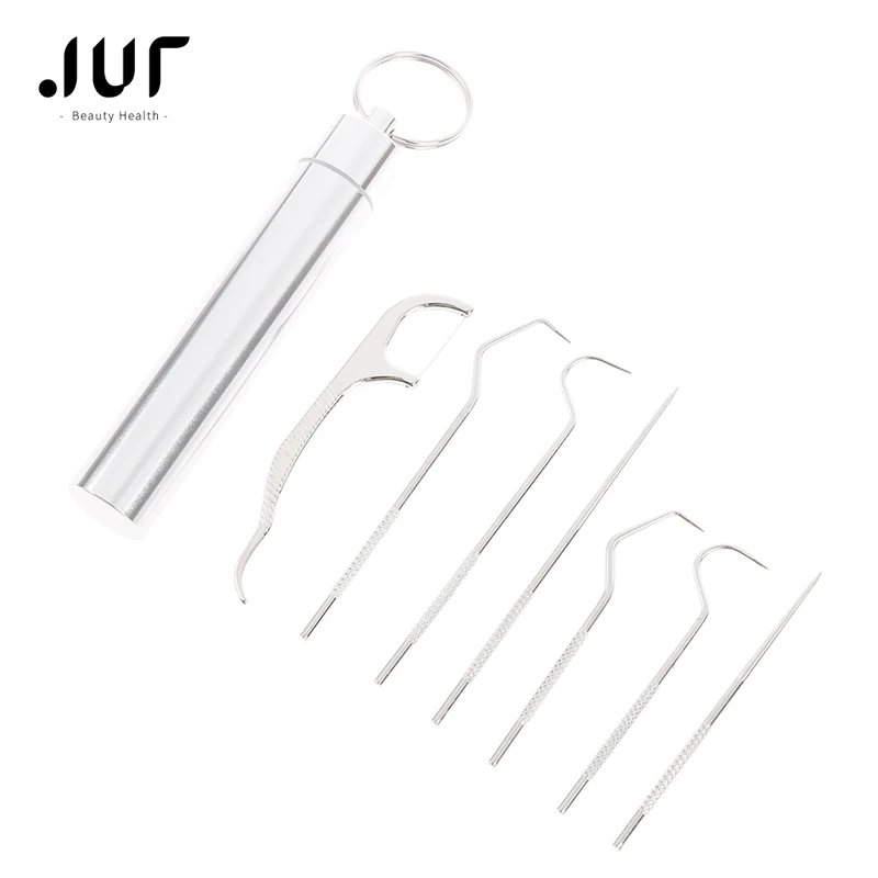 

Stainless Steel Toothpick Set Tooth Flossing Reusable Toothpicks Portable Toothpick Floss Teeth Cleaner Oral Cleaning