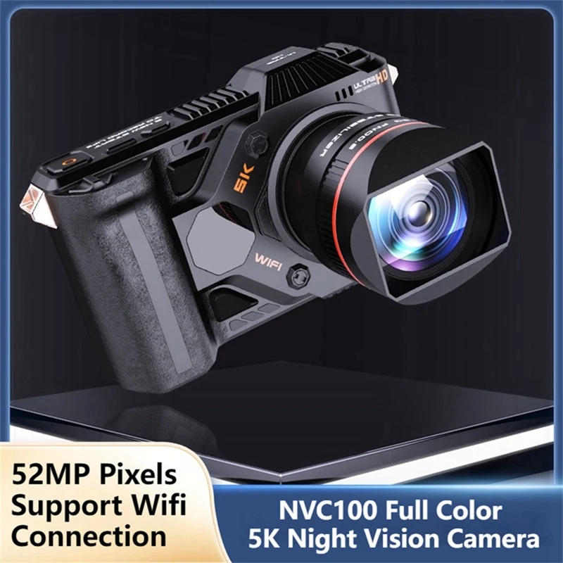 NVC100 4K HD 디지털 와이파이 SLR 카메라, 내구성 캠핑용 적외선 풀 컬러 나이트 비전 단안 망원경, 50X 줌, 500M, 52MP