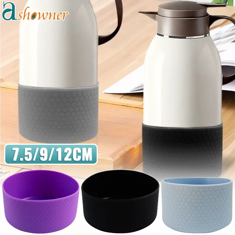 7.5/9/12Cm Siliconen Beker Bodembedekking Warmte-Isolatie Anti-Slip Mok Mof Water Cup Cover Voor 12/16/18/21/24Oz Sportfles