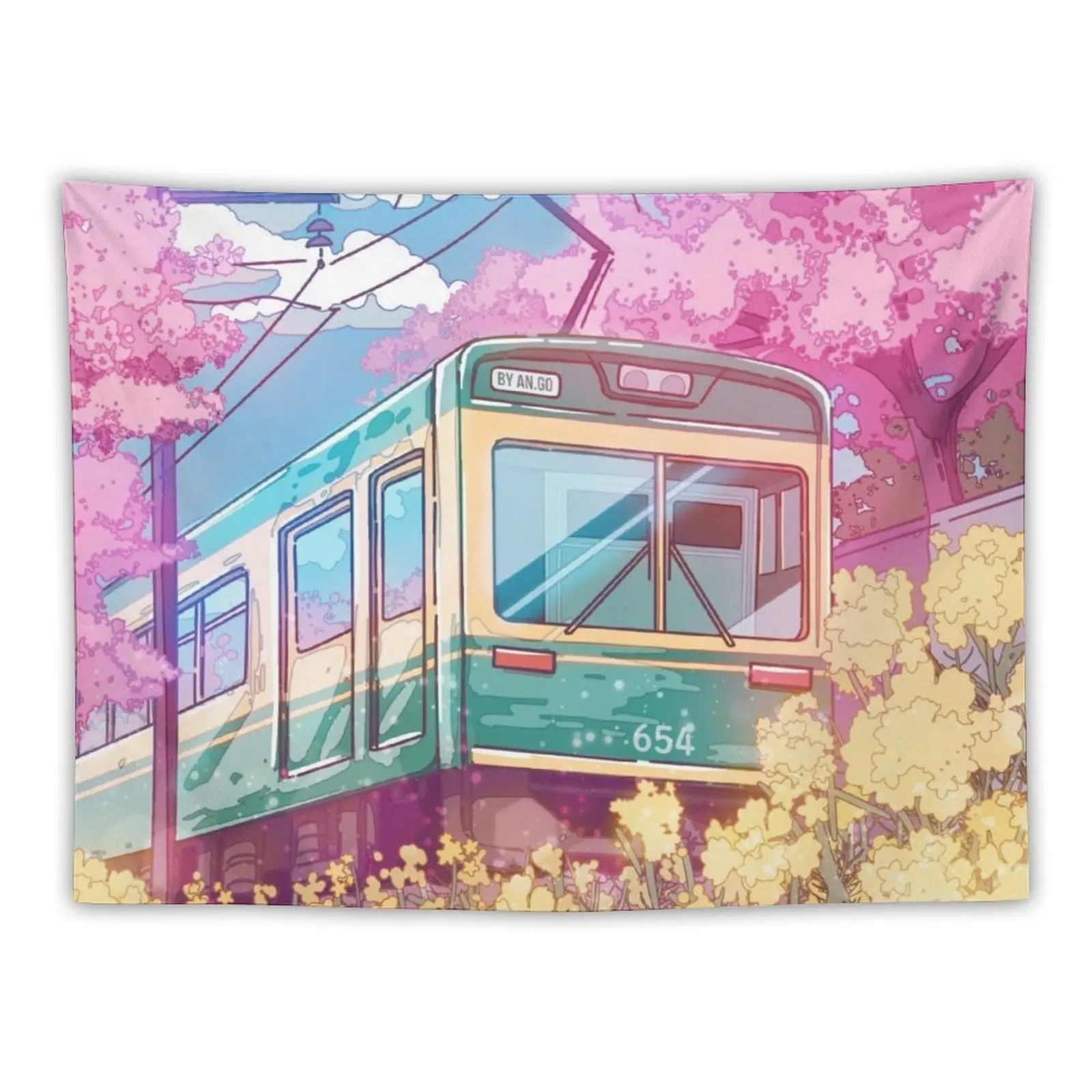 

The Japanese spring travel and the cherry blossom Tapestry Room Decor Cute Wall Art Carpet Wall Tapestry