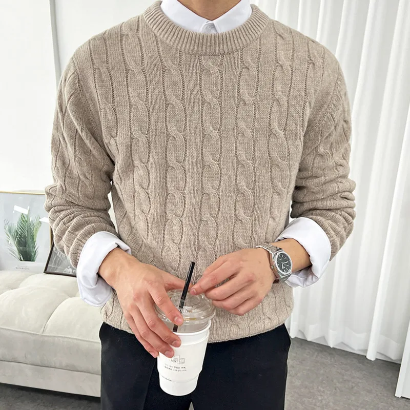 SYUHGFA Men's Business Sweater Fashion Korean Style Knitwear Slim Male Casual Pullovers Versatile Sweater 2024 Autumn New