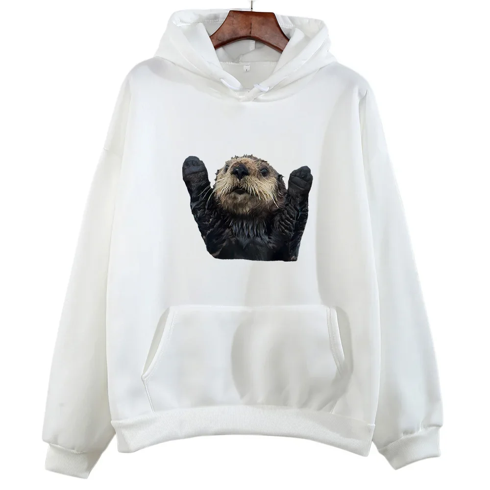 Otters Pattern Sweatshirts Kawaii Animal Clothes Female Trendy Hoodie Autumn Fleece Pullovers Anime Sweatwear Graphic Hoody