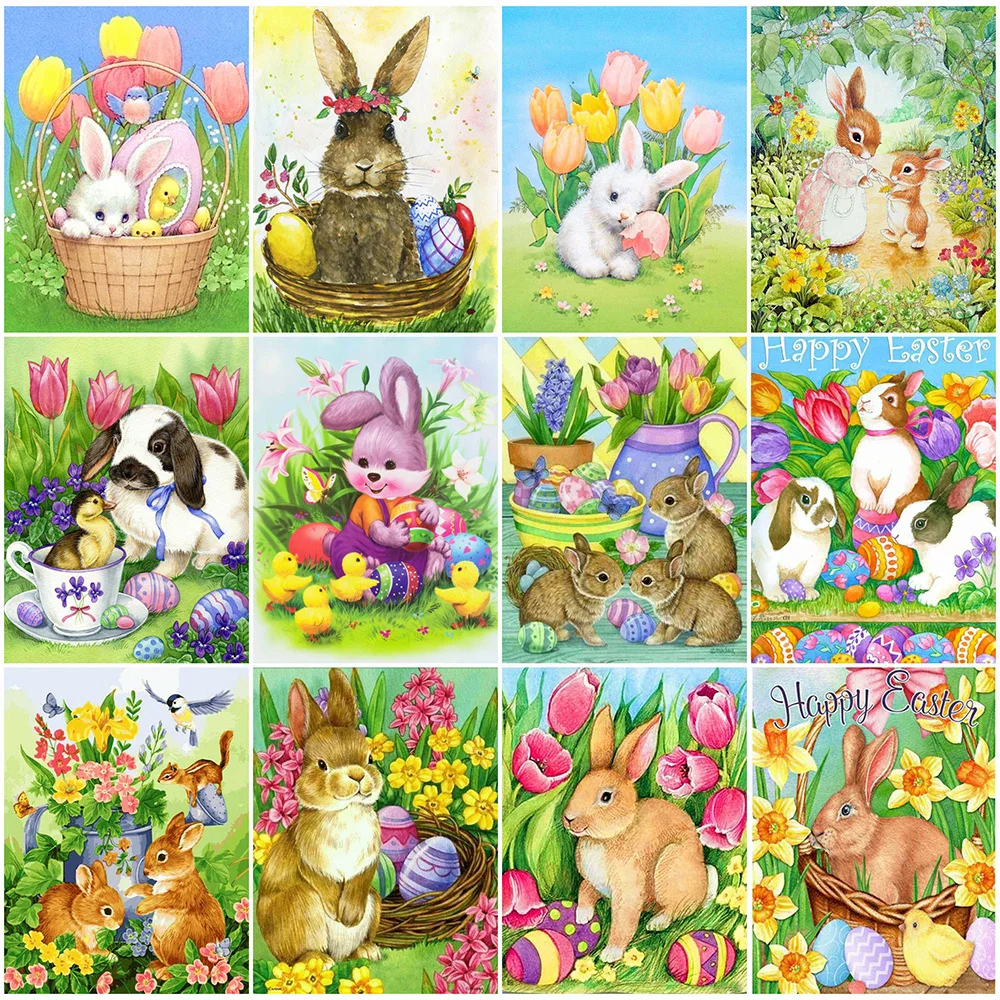 EverShine Diamond Mosaic Easter Bunny Rhinestones Diamond Painting Rabbit Cross Stitch Embroidery Cartoon Needlework Handicraft diamond painting diamond painting accessories
